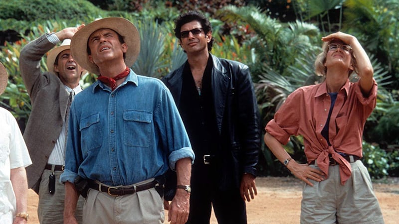 Sam Neill, Jeff Goldblum and Laura Dern in Jurassic Park