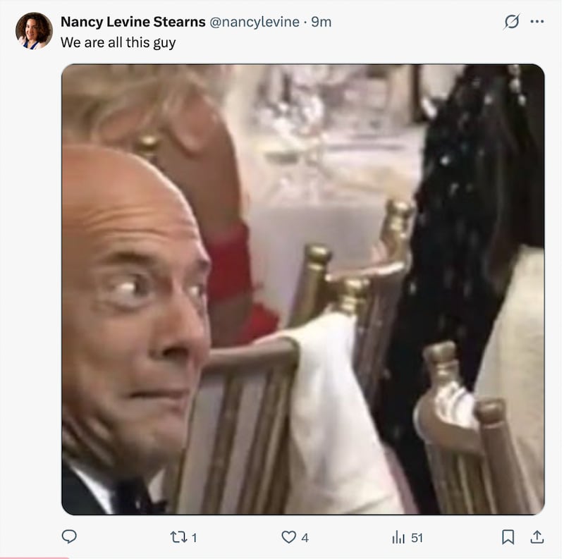 An X user reacts to Donald Trump's WHCD speech.