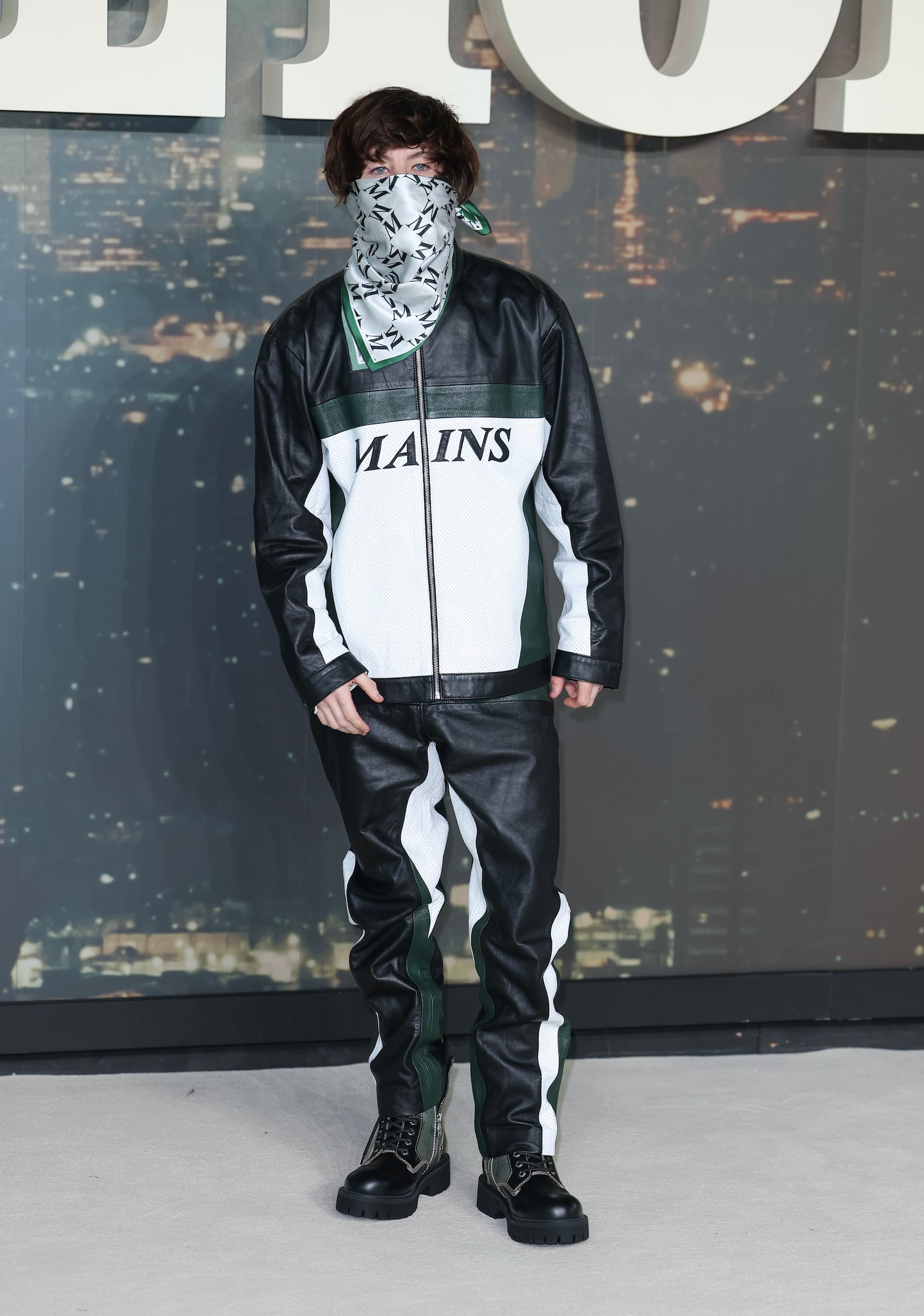 Keoghan wore a full leather set from Mains at the UK screening of "Crime 101" in London, England.
