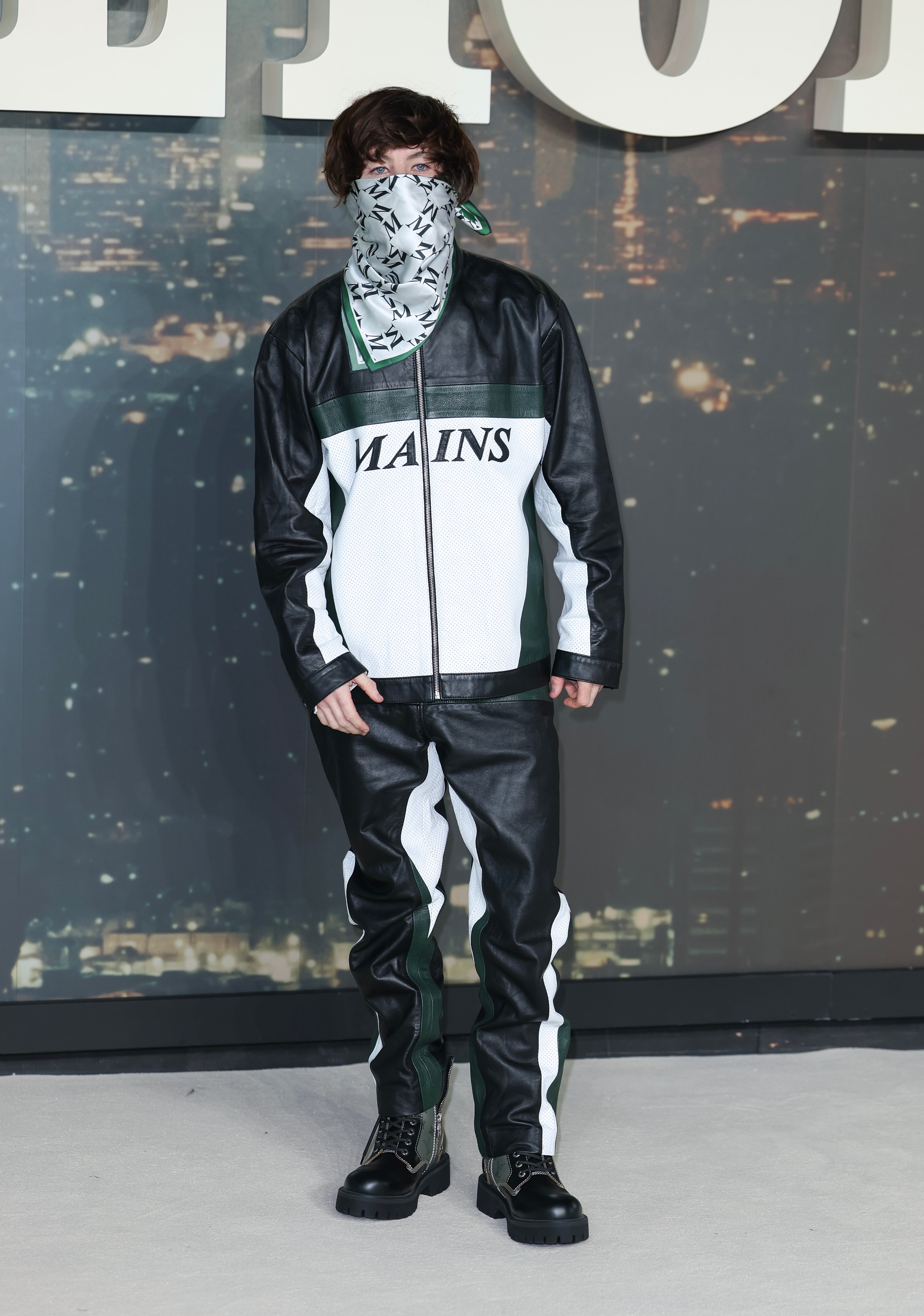 Keoghan wore a full leather set from Mains at the UK screening of "Crime 101" in London, England.