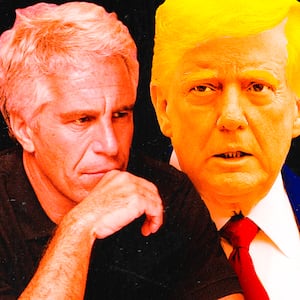 A photo illustration of Jeffrey Epstein and Donald Trump.