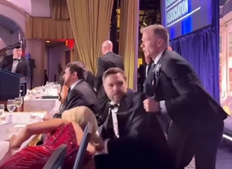 JD Vance getting lifted out of his chair