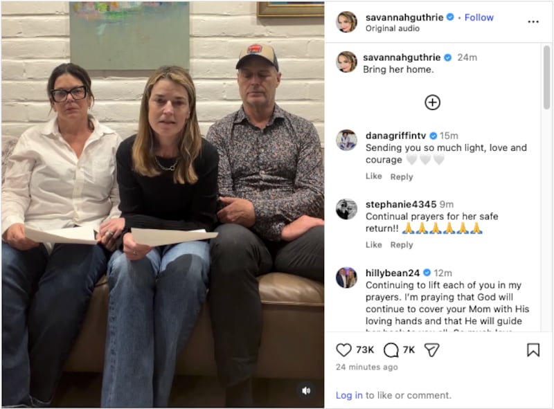 Guthrie and her siblings plead for their mother's safe return.