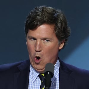 Tucker Carlson, founder of Tucker Carlson Network, speaks on Day 4 of the Republican National Convention (RNC), at the Fiserv Forum in Milwaukee, Wisconsin, U.S., July 18, 2024. REUTERS/Mike Segar