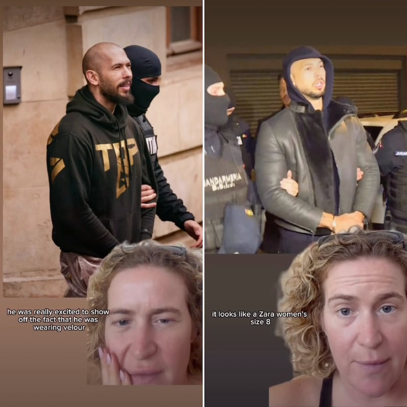 Comedian Grace Campbell rates Andrew Tate's arrest looks.
