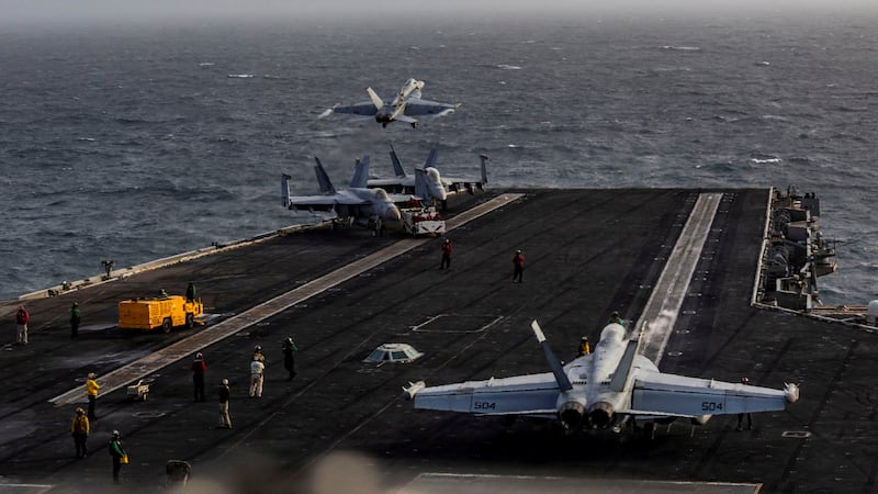 The flight deck of the problem-plagued USS Abraham Lincoln.