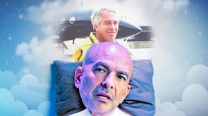 A photo illustration of Peter Attia and Jeffrey Epstein.