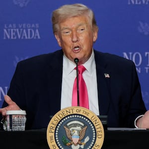 U.S. President Donald Trump speaks during a roundtable focused on tax cuts in Las Vegas, Nevada, U.S., April 16, 2026. REUTERS/Evan Vucci