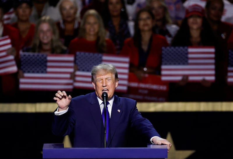 President Donald Trump speaks at the Republican National Midterm Convention in Dallas, Texas, on September 9, 2026.
