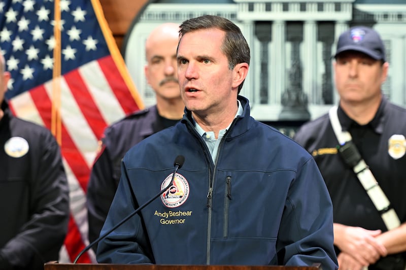 Kentucky Gov. Andy Beshear speaks during a news conference