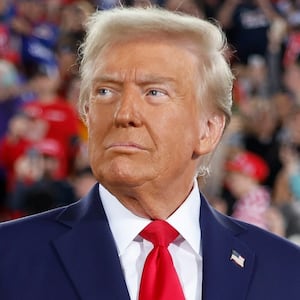 RALEIGH, NORTH CAROLINA - NOVEMBER 04: Republican presidential nominee, former U.S. President Donald Trump takes the stage during a campaign rally at the J.S. Dorton Arena on November 04, 2024 in Raleigh, North Carolina. With one day left before the general election, Trump is campaigning for re-election in the battleground states of North Carolina, Pennsylvania and Michigan. (Photo by Chip Somodevilla/Getty Images)