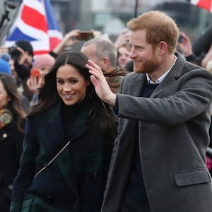 Prince Harry and Meghan Markle meet members of the British public at Edinburgh Castle in Scotland on February 13, 2018.