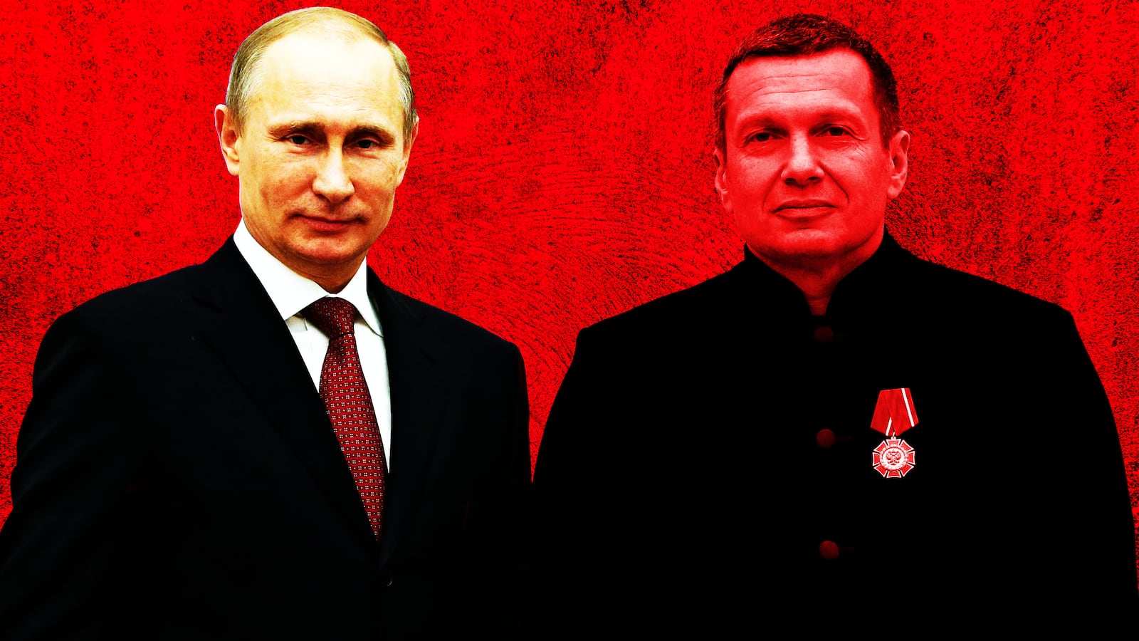 Vladimir Putin, Vladimir Solovyov photo illustration, illo