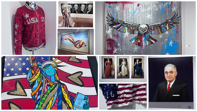 Images from a MAGA-backed art exhibition.