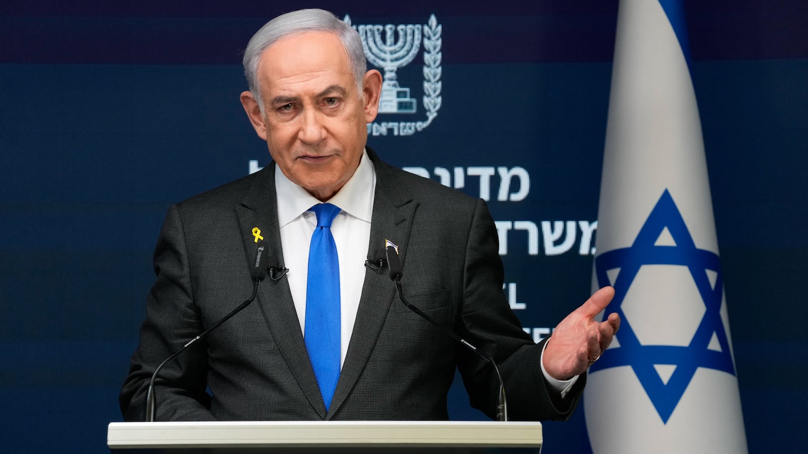 Israeli Prime Minister Benjamin Netanyahu speaks during a news conference in Jerusalem on September 2, 2024.