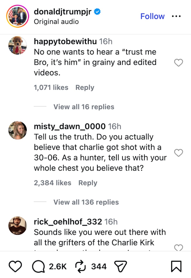 Instagram screenshot/@DonaldTrumpJr
