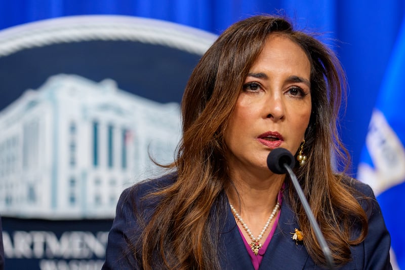 Assistant Attorney General for Civil Rights Harmeet Dhillon speaks during a news conference at the Justice Department on September 29, 2025 in Washington, DC.