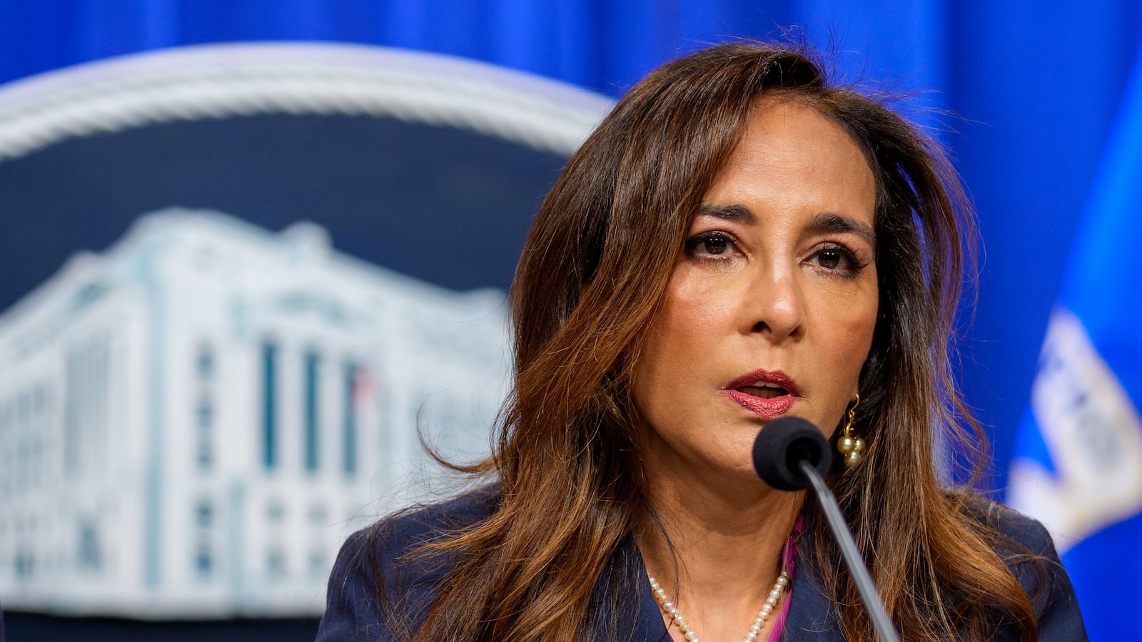 Assistant Attorney General for Civil Rights Harmeet Dhillon speaks during a news conference at the Justice Department on September 29, 2025 in Washington, DC.