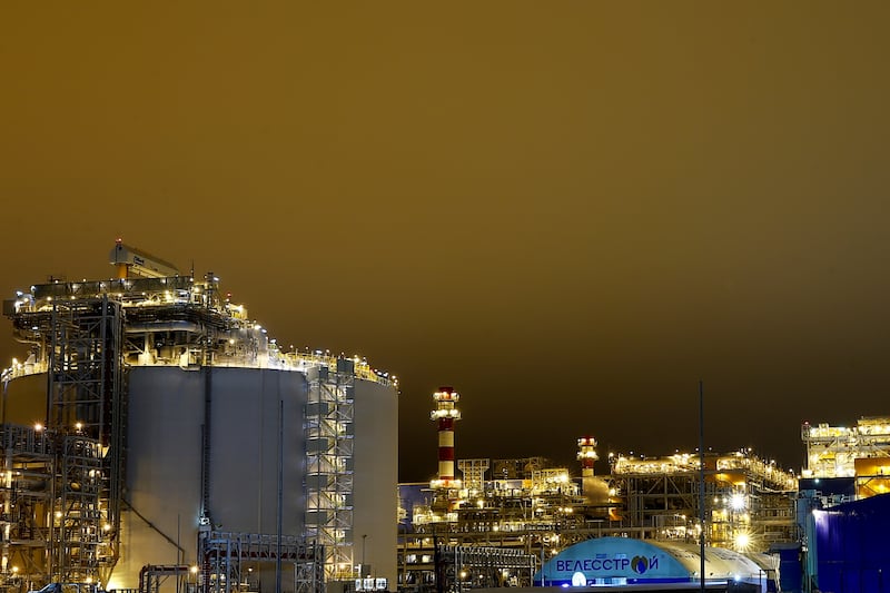 YAMALO-NENETS, RUSSIA - DECEMBER 09: General view of the Yamal LNG Plant in the town of Sabetta, in the South Tambey Field on Yamal Peninsula, of Yamalo-Nenets autonomous district,Arctic Russia on December 09, 2018. JSC Yamal LNG is a joint-venture by Novatek, Total, CNPC, and Silk Road Fund; the facility produces gas condensate for Asia-Pacific and European markets.
(Photo by Sefa Karacan/Anadolu Agency/Getty Images)