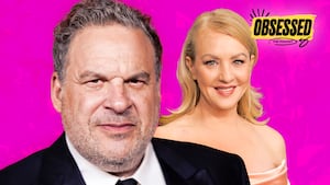 A photo illustration of Jeff Garlin and Wendi McLendon-Covey for the Obsessed podcast.