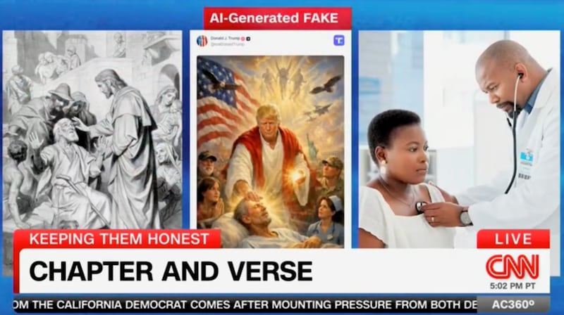 CNN compare Trump's AI image to one of Jesus and one of a doctor.