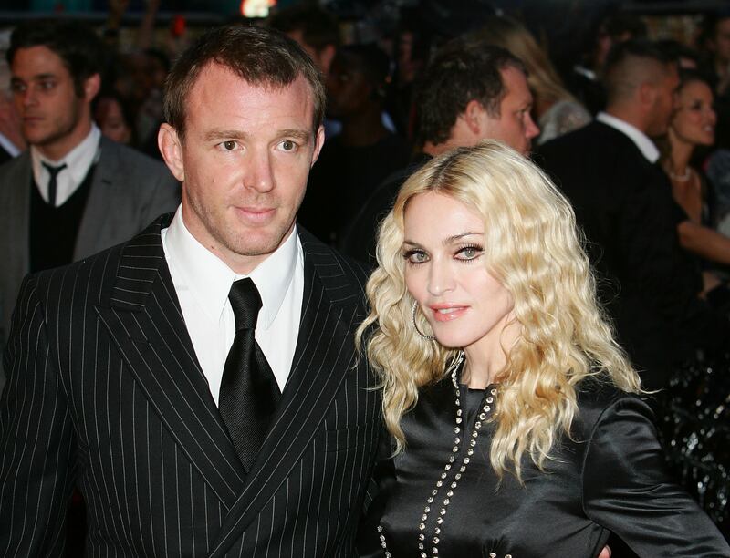 Madonna and Guy Ritchie attends the world premiere of RocknRolla at Odeon West End on September 1, 2008 in London, England.