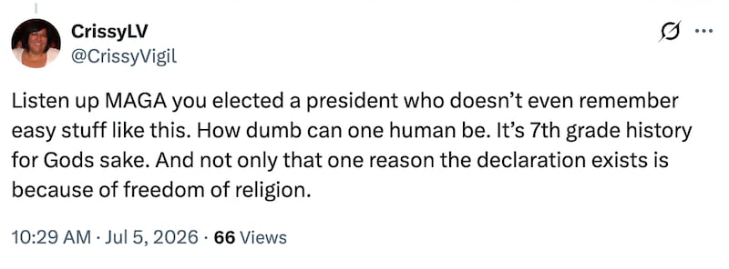 Another critic of Trump's America 250 gaffe.