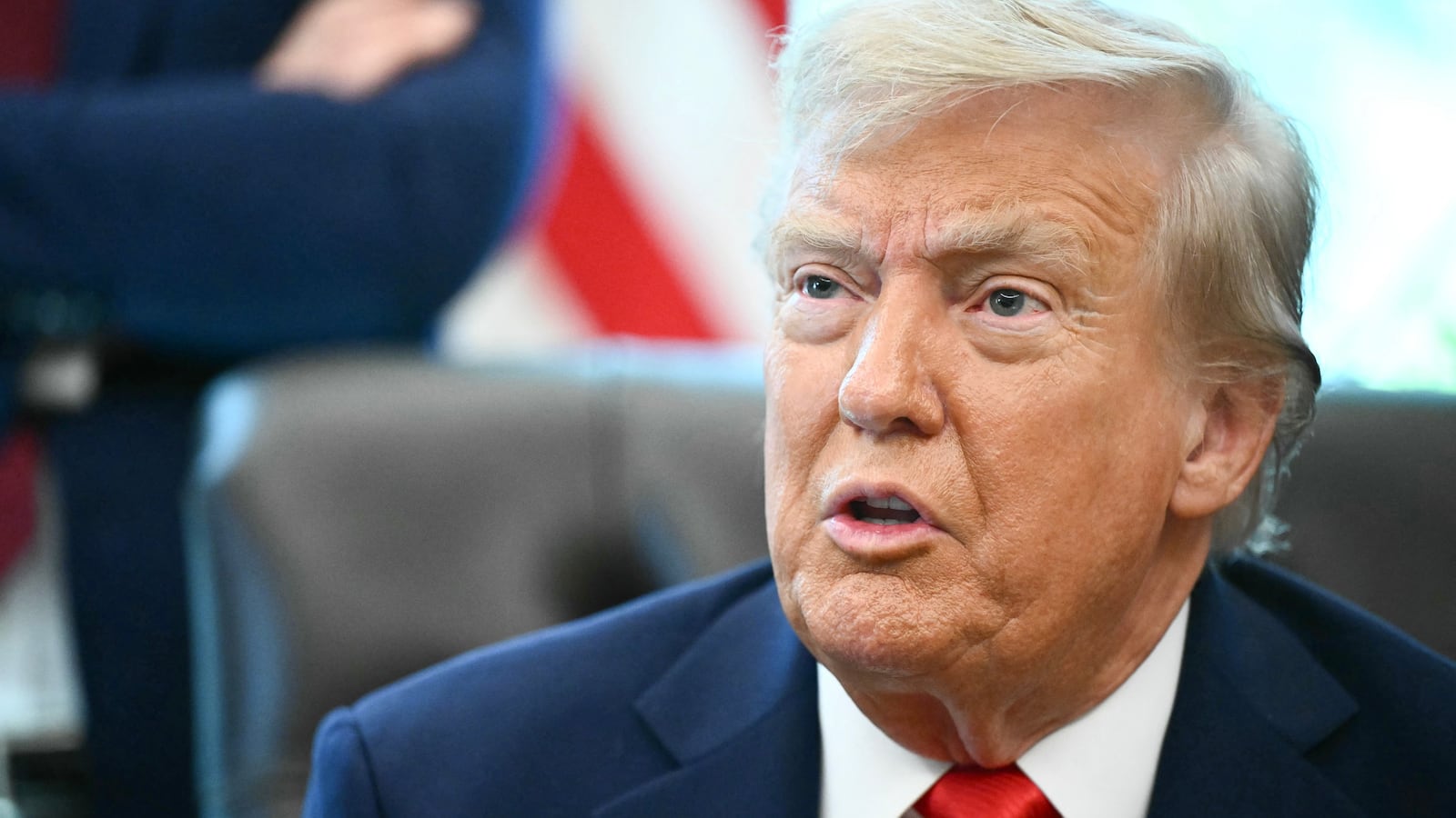 US President Donald Trump speaks to the press after signing an executive order that aims to end cashless bail, in the Oval Office of the White House in Washington, DC on August 25, 2025. (Photo by Mandel NGAN / AFP) (Photo by MANDEL NGAN/AFP via Getty Images)