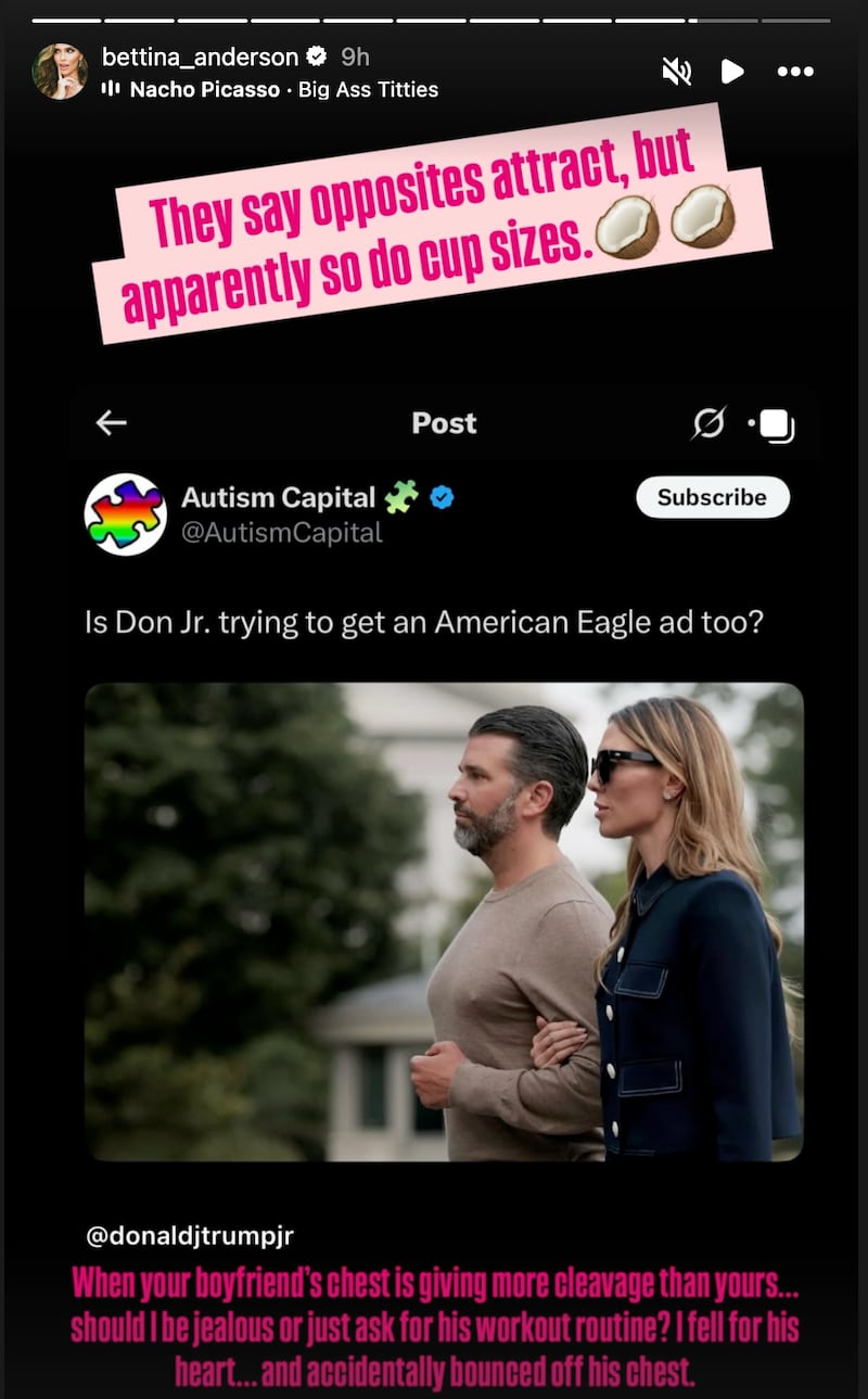 Bettina Anderson and Donald Trump Jnr.