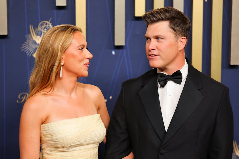 Colin Jost and Scarlett Johansson