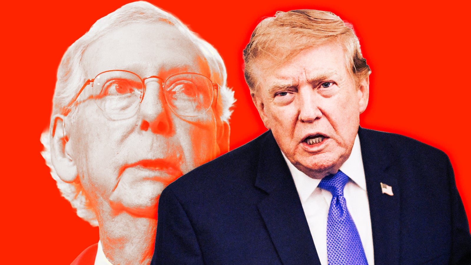 A photo illustration of Mitch McConnell and Donald Trump.