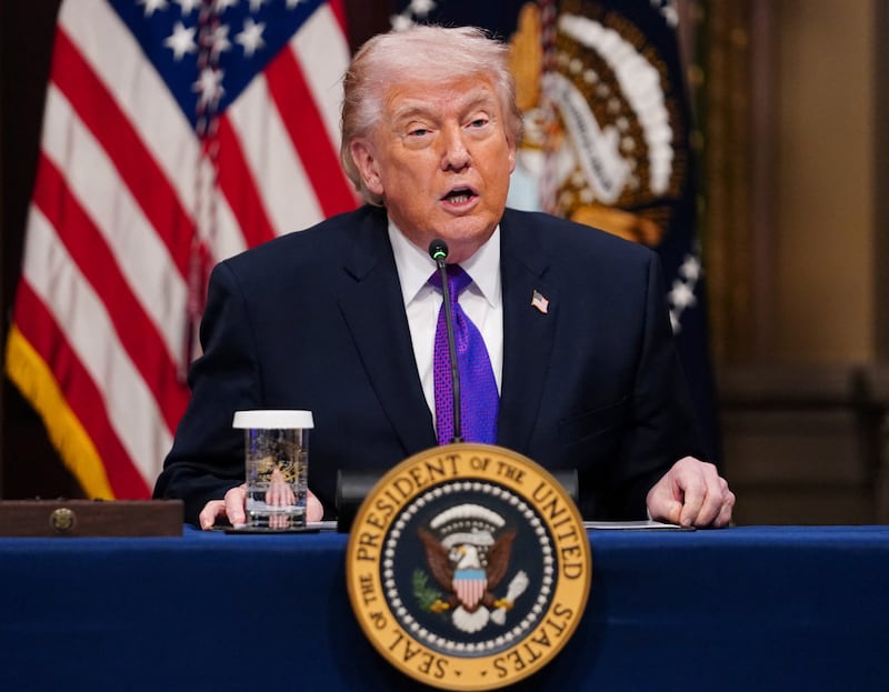 President Donald Trump speaks during a roundtable on the Ratepayer Protection Pledge in the Indian Treaty Room in the Eisenhower Executive Office Building (EEOB) on the White House campus in Washington, D.C., U.S., March 4, 2026.
