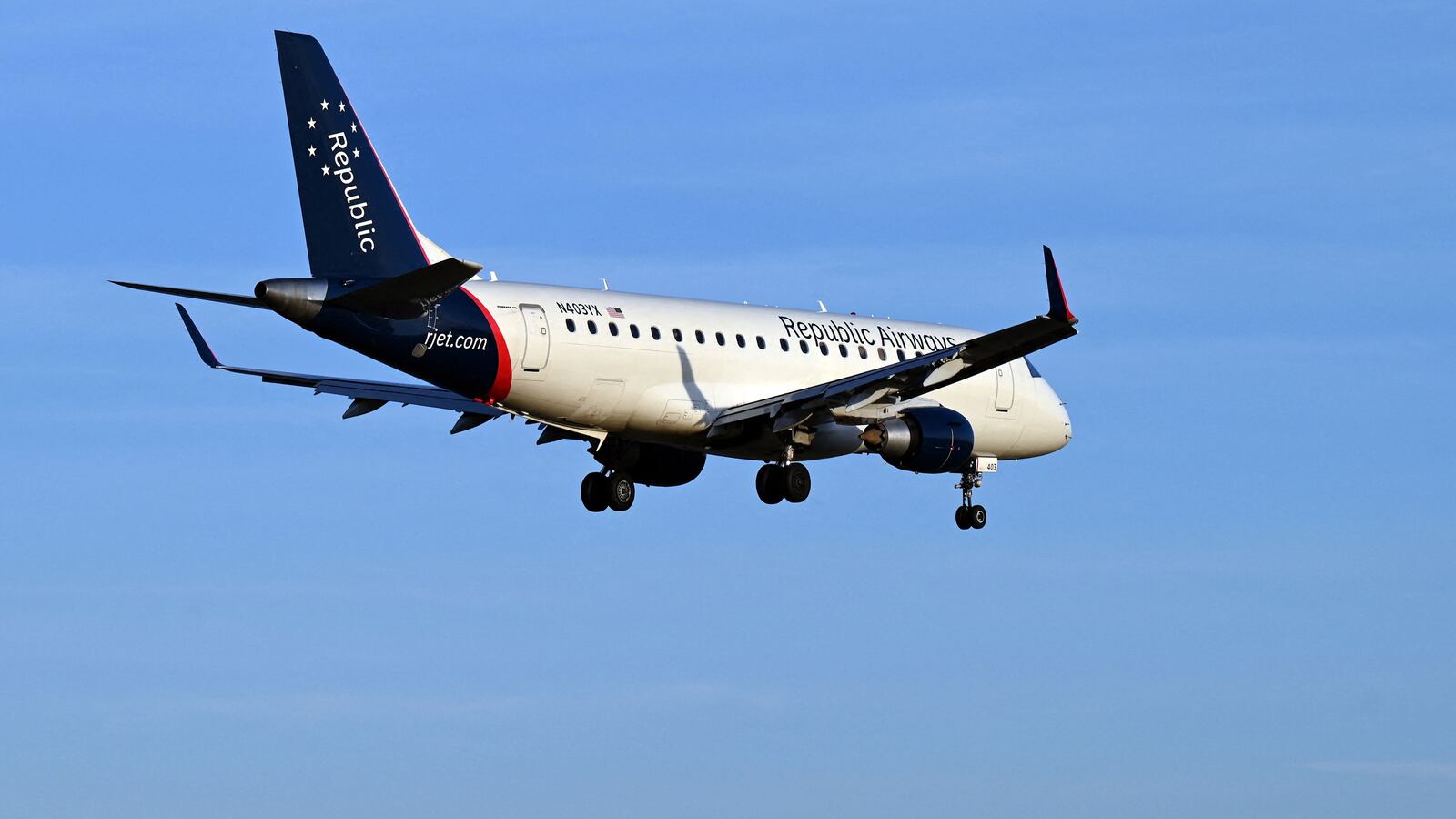A Republic Airways plane approaches the runway at Ronald Reagan Washington National Airport