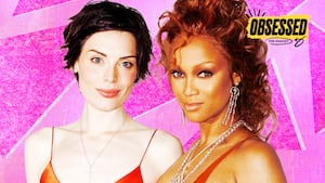 A photo illustration of Yoanna House and Tyra Banks for the Obsessed podcast.