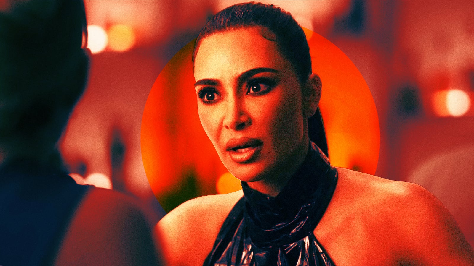 A photo illustration of Kim Kardashian in AHS: Delicate Part 2.