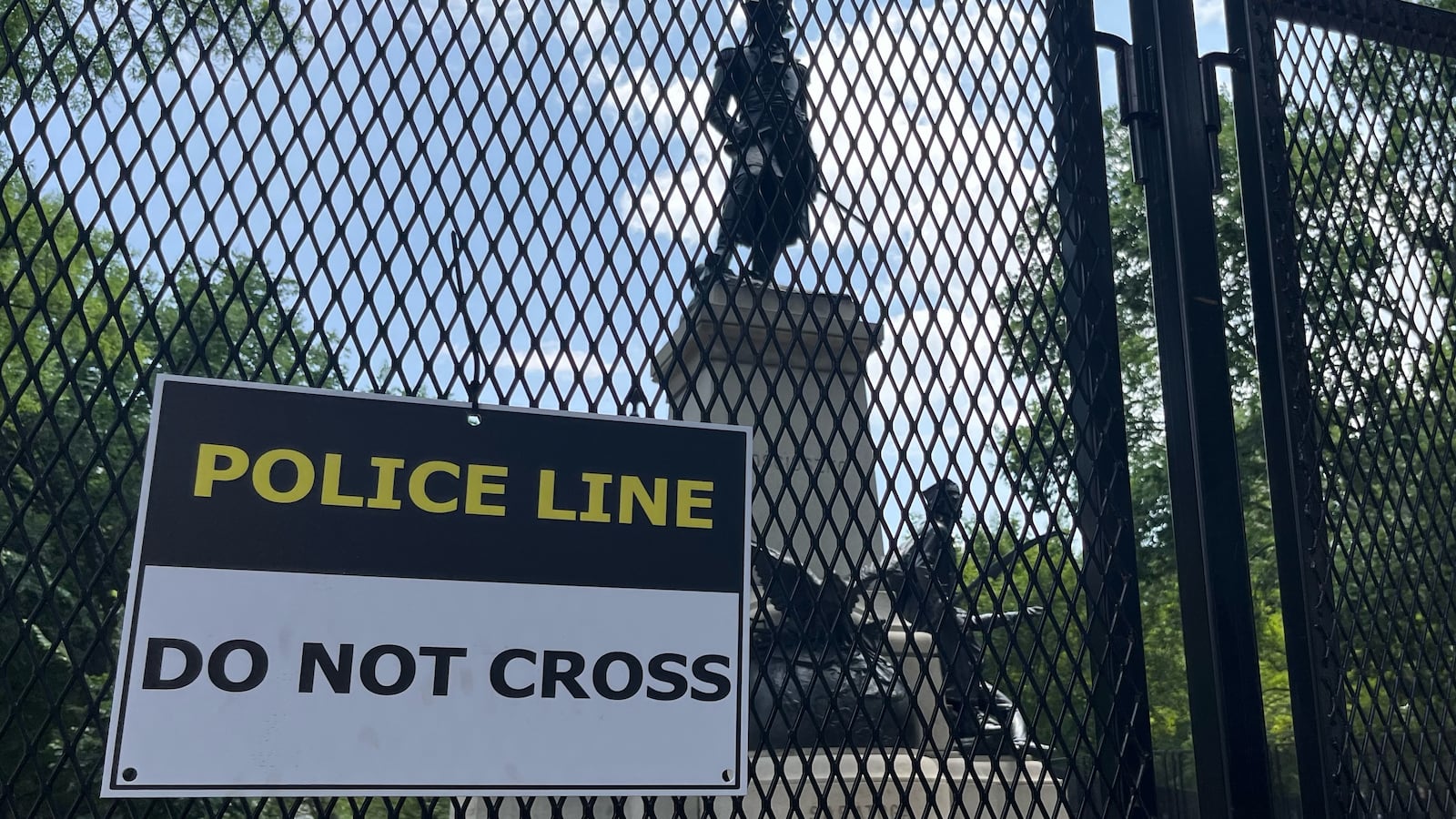 Fencing being put up in Lafayette Square outside the White House on June 9 ahead of the military parade on Saturday.