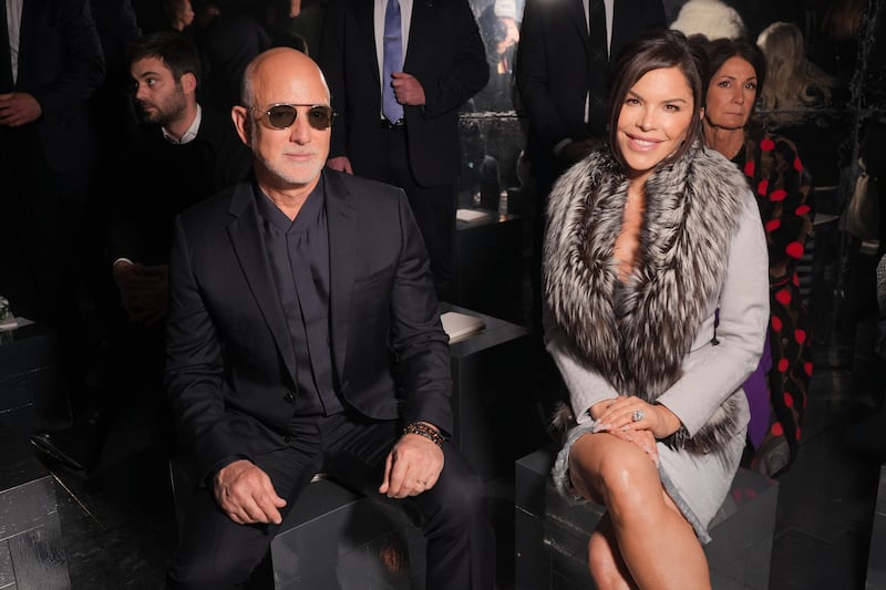 Jeff Bezos and Lauren Sánchez at the Dior fashion show as part of Haute Couture Spring/Summer 2026 held at the Musée Rodin on January 26, 2025 in Paris, France.