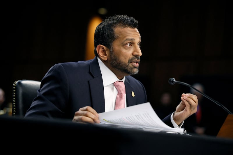 Kash Patel had a stack of papers in front of him as he testified Tuesday.