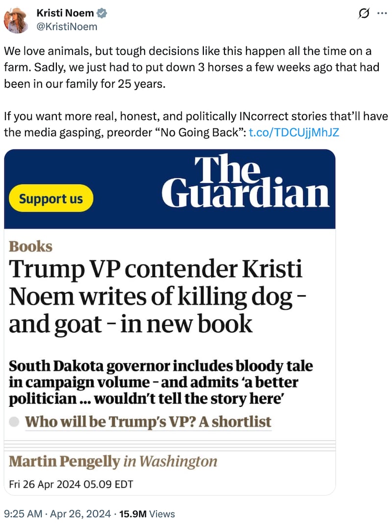 Kristi Noem on X