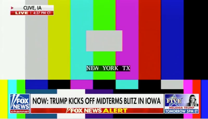 Fox News lose Donald Trump's speech from Iowa.