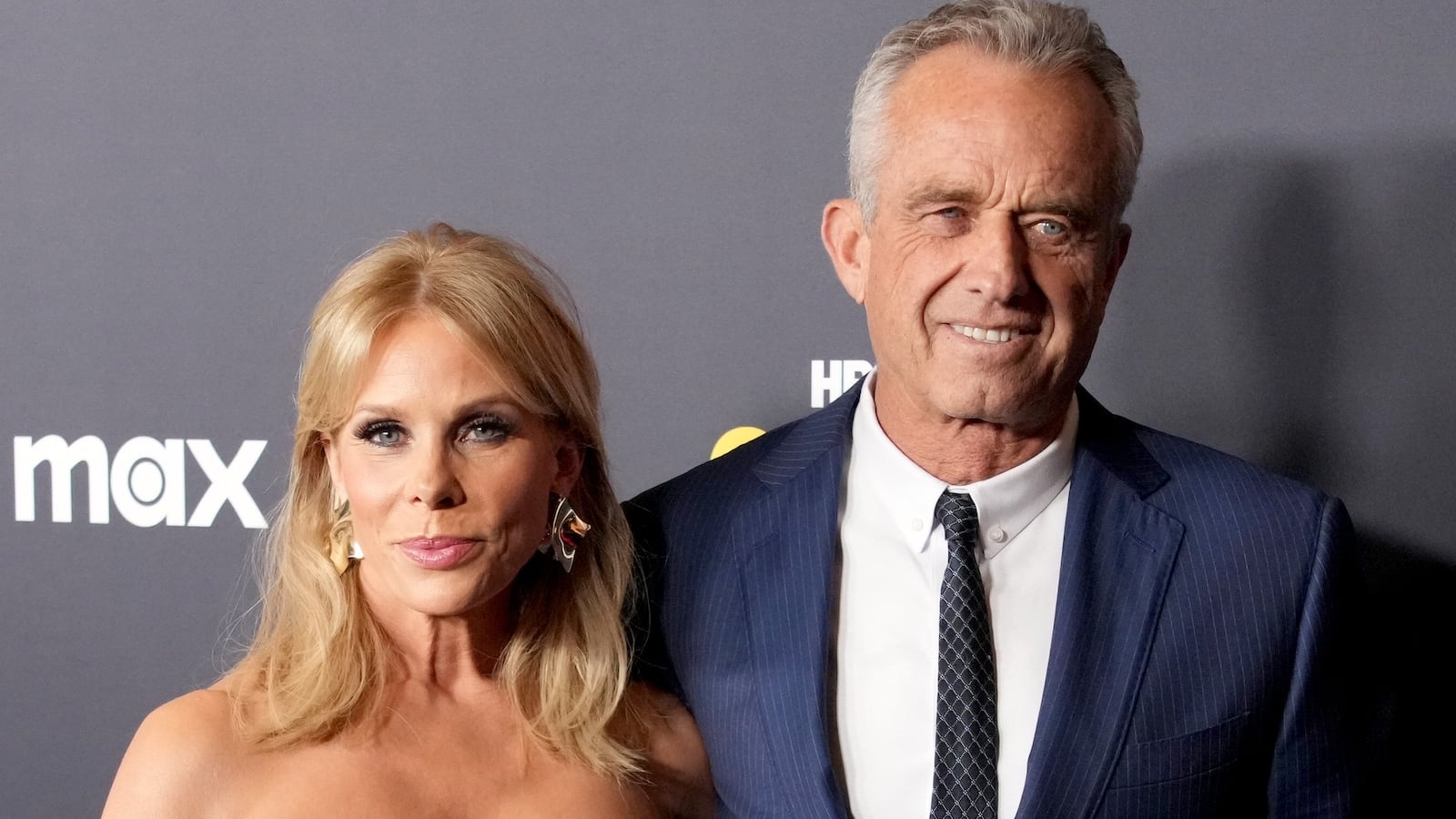 LOS ANGELES, CALIFORNIA - JANUARY 30: Cheryl Hines and Robert F. Kennedy Jr. attend the Curb Your Enthusiasm Season 12 premiere at DGA Theater Complex on January 30, 2024 in Los Angeles, California.