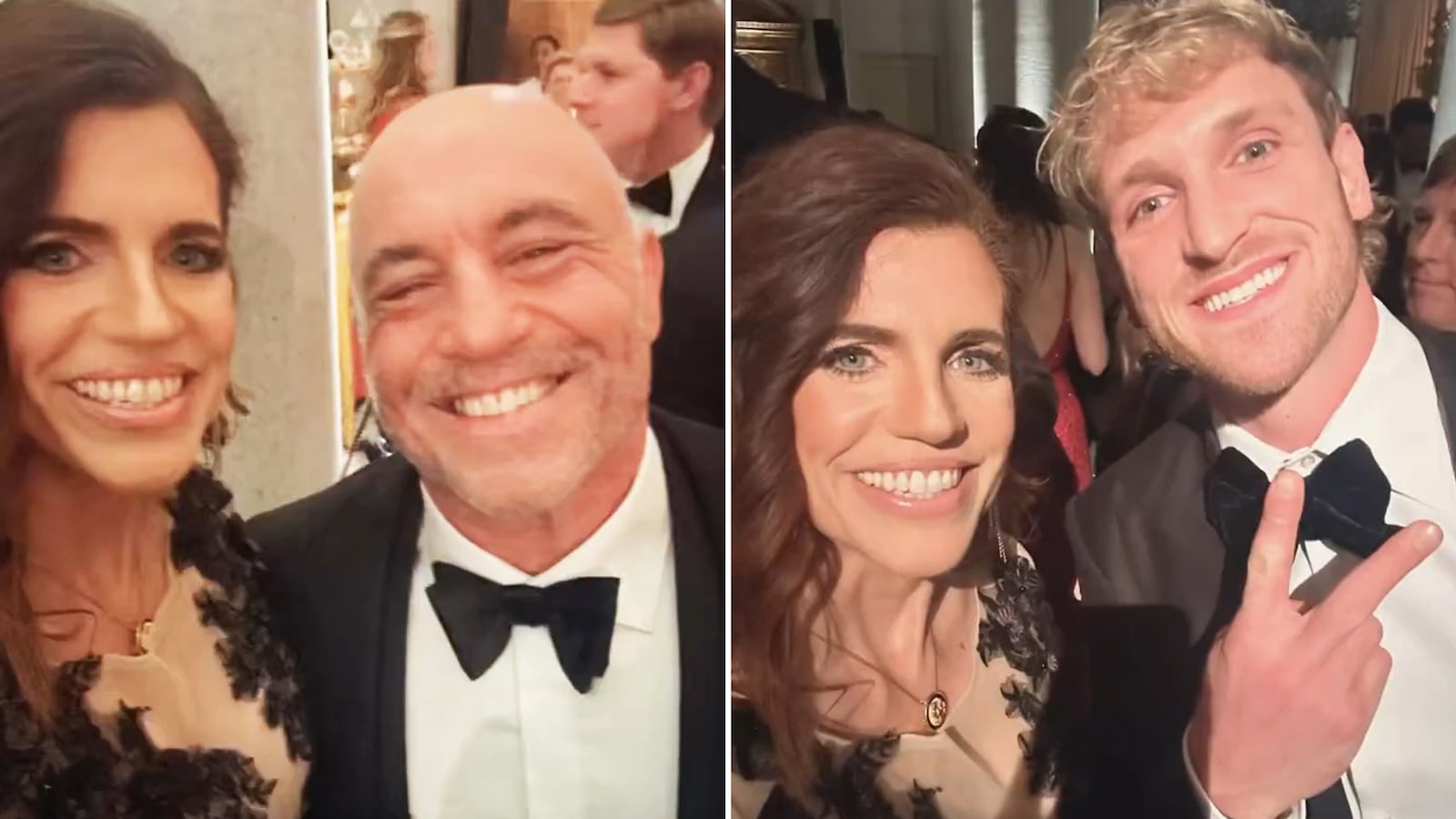 Nancy Mace taking selfies with Joe Rogan and Logan Paul.