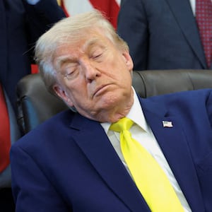 Donald Trump listens as U.S. Environmental Protection Agency (EPA) Administrator Lee Zeldin delivers remarks to reporters in the Oval Office at the White House in Washington, D.C., U.S., June 4, 2026.