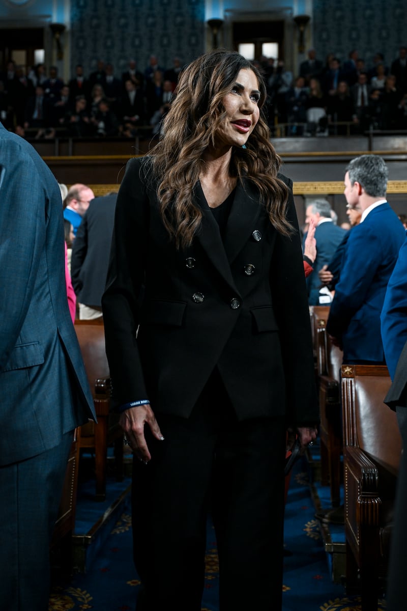 Secretary of Homeland Security Kristi Noem arrives prior to President Donald Trump.