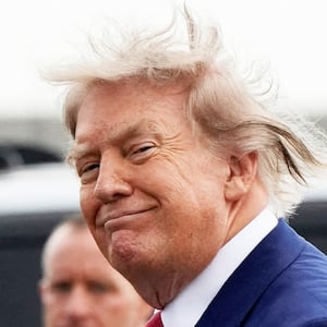 Donald Trump with windblown hair
