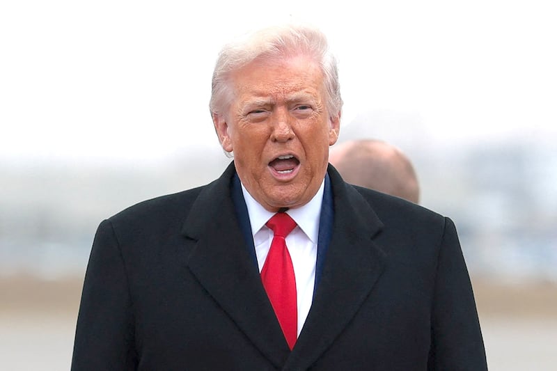 President Donald Trump arrives at Detroit Metropolitan Wayne County Airport, in Michigan, U.S., January 13, 2026.