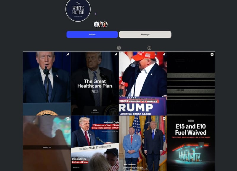 The White House's Instagram account when both mystery videos were still online.