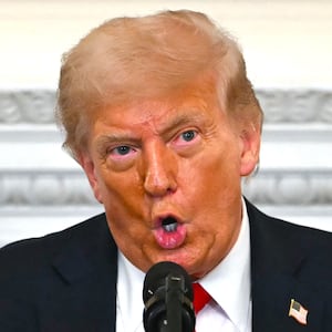President Donald Trump speaks during a White House Faith Office luncheon in the State Dining Room of the White House, in Washington, DC on July 14, 2025.