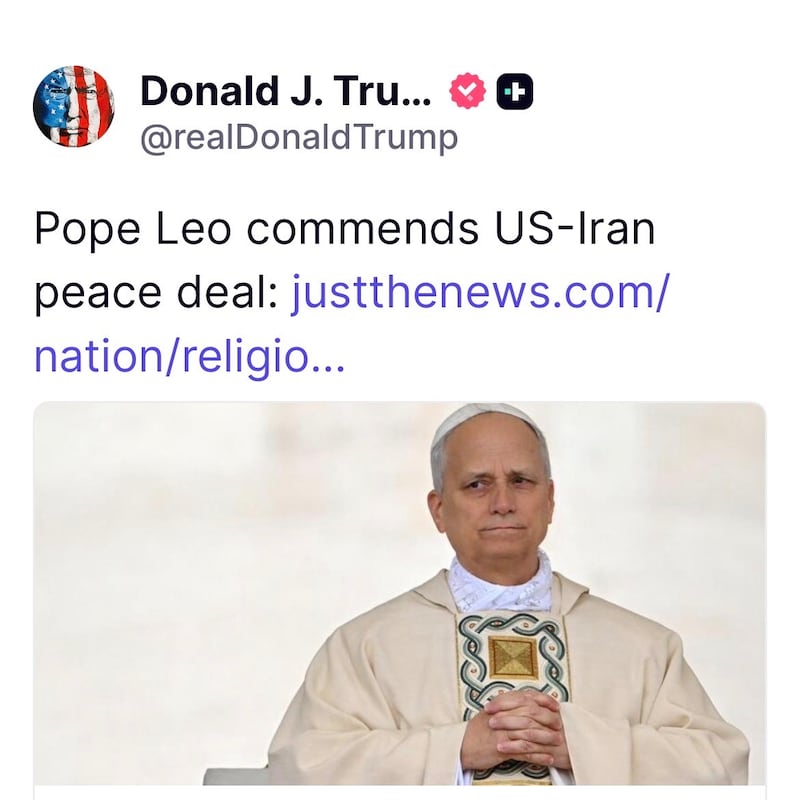 Trump turned to the Pope's words to spin his war deal.