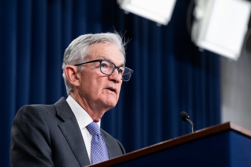 Federal Reserve Board Chairman Jerome Powell speaks during a news conference Washington, DC, on December 10, 2025.